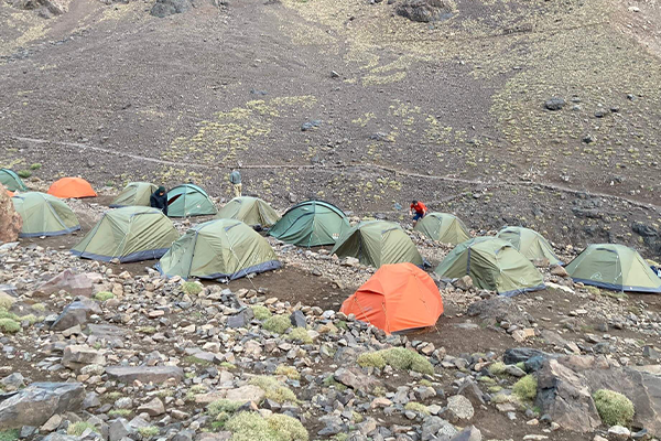 tents all in a row in the desert