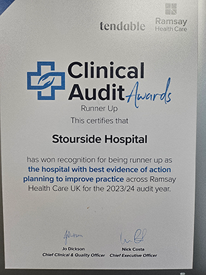 Ramsay Clinical Audit Awards awarded to Stourside Hospital!